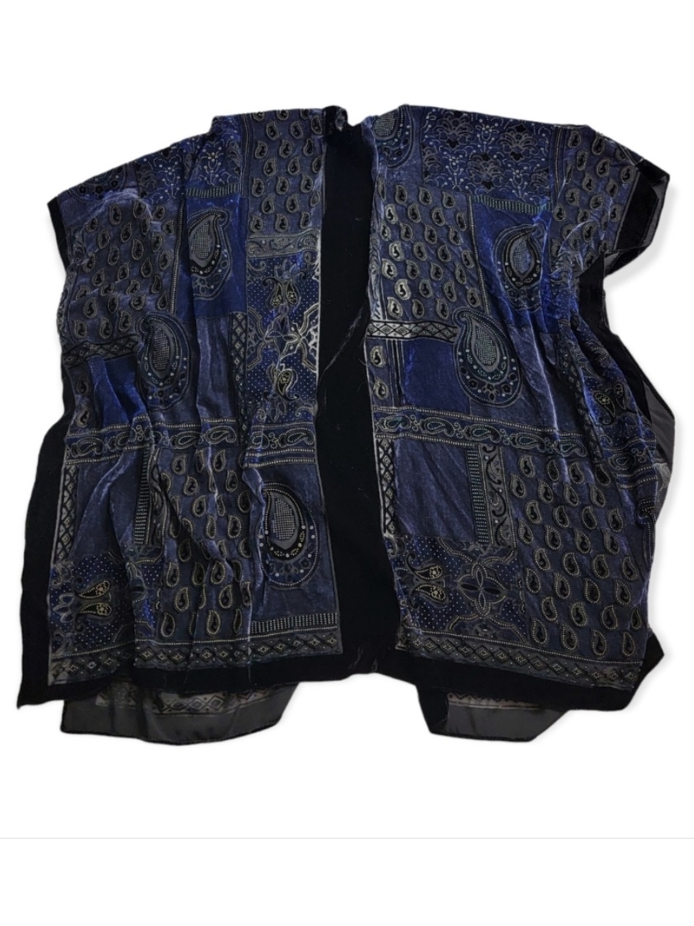 Free People Velvet Burnout Floral Kimono Stevie Nicks Dark Boho Festival Open - Picture 5 of 9
